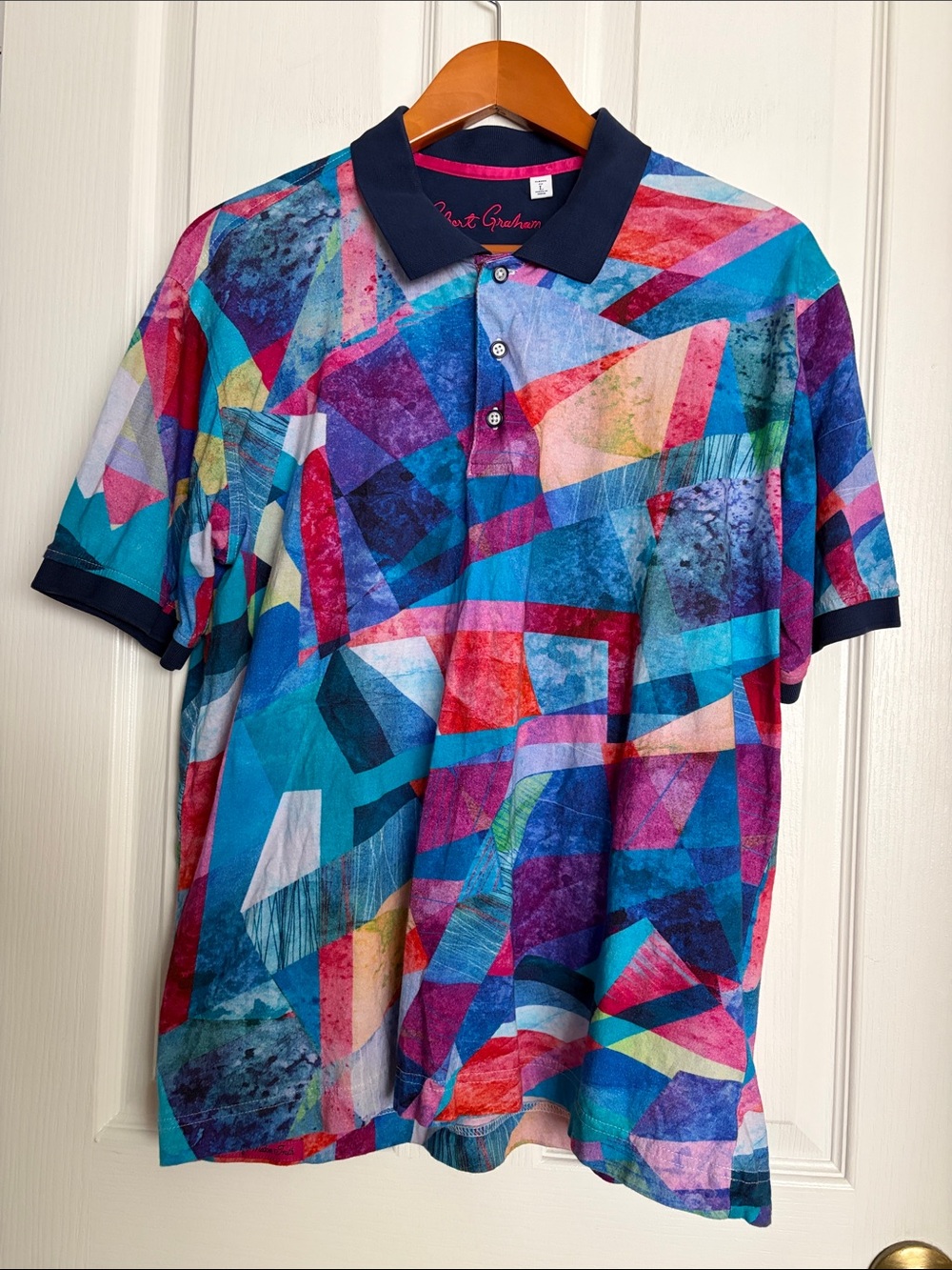 Robert Graham Men’s Multicolor Abstract Geometric Polo - Blue/Purple/Red